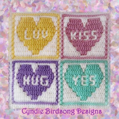 Valentine Candy Hearts mosaic square & Bonus Chart