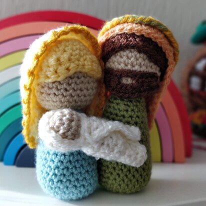 Mini Nativity Scene Christmas Dolls Mary Joseph Baby Jesus Creche Krippe crochet amigurumi