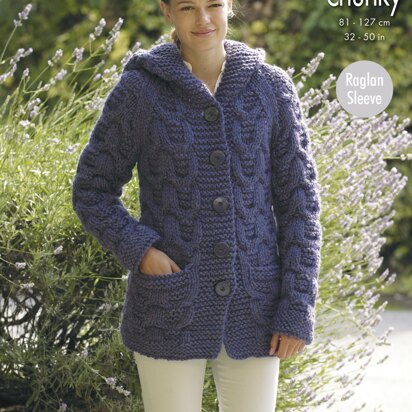 Jacket & Sweater in King Cole Big Value Super Chunky - 4874 - Downloadable PDF