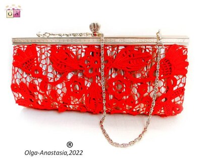 Red lace handbag