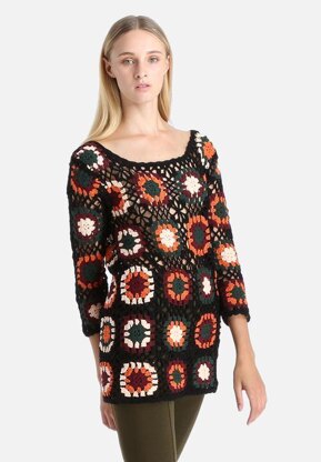 Crochet colorful top tunic festival style.