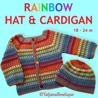 Toddler Rainbow Hat and Cardigan
