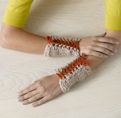 Laced Up Wristers in Lion Brand Vanna's Choice and Wool-Ease Thick & Quick - 90700AD