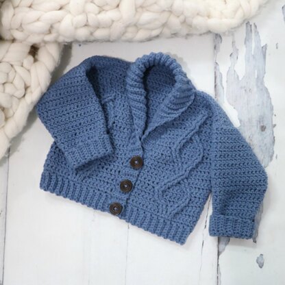 Modern Baby Cabled Cardigan Crochet pattern by MJsOffTheHook | LoveCrafts