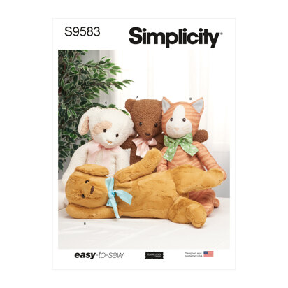 Simplicity Poseable Plush Animals by Elaine Heigl S9583 - Paper Pattern, Size One Size Only