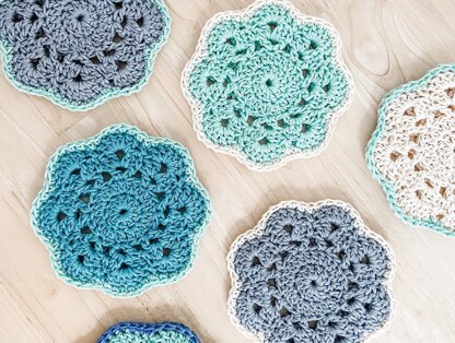 Snow Drop Crochet Coasters Pattern