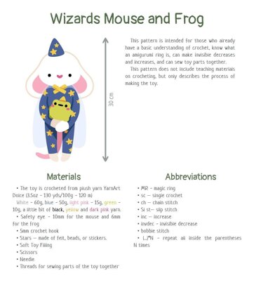 Wizards Mouse and Frog - Crochet Pattern. Magic