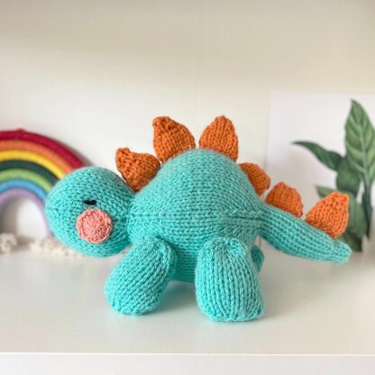 Dinosaur Value Set of Two Knitting Patterns- Chubby Stegosaurus and Baby Tyrannosaurus Rex
