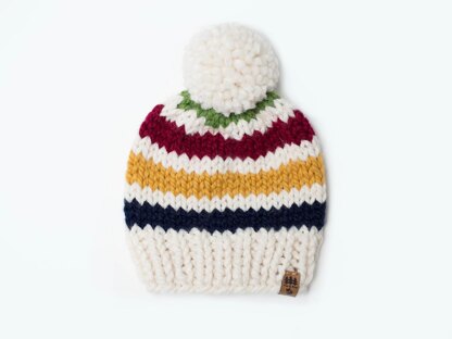 Classic Canadian Pendleton Hudson Bay Inspired Winter Toque Hat Beanie Pompom