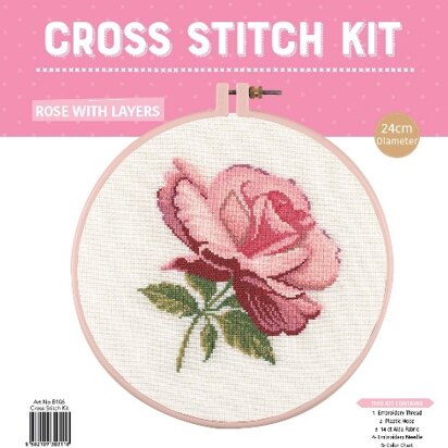 Creative World of Crafts Rose with Layers Cross Stitch Kit with Hoop