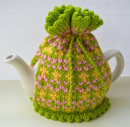 Springtime Fair Isle 2 Cup Teapot Cosy Knitting Pattern