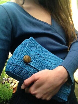 Blue Belle Crochet Clutch Bag