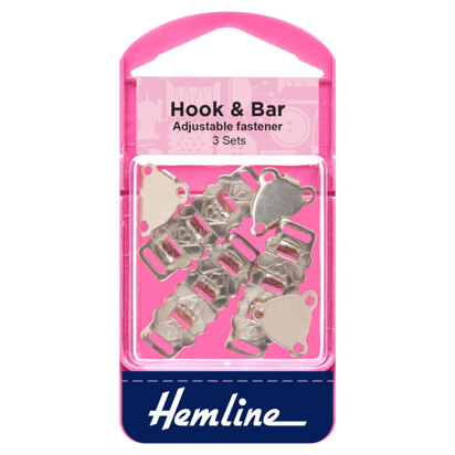 Hemline Hook and Bar: Adjustable: Nickel: Pack of 3