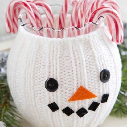 Snowman Jar Cozy in Red Heart Super Saver Economy Solids - LW3174 - knitting pattern