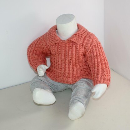 Baby Aran Fishermans Rib Collar Sweater