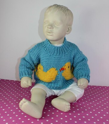 Baby and Toddler Bulky Rubber Duck Sweater Knitting pattern by