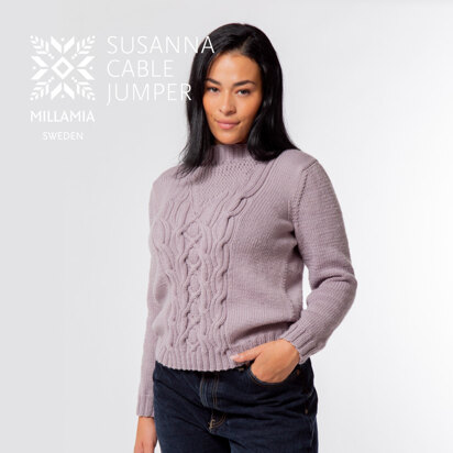 Susanna Cable Jumper - Knitting Pattern for Women in MillaMia Naturally Soft Aran by MillaMia