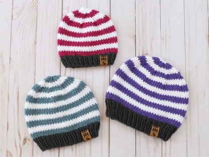 Easy Striped Worsted Weight Hat
