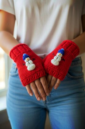 Snowman Fingerless Gloves