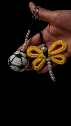 Crochet Football & Dragonfly key chain