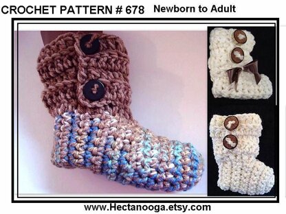 678 BUTTON CUFF SLIPPERS OR BOOTIES