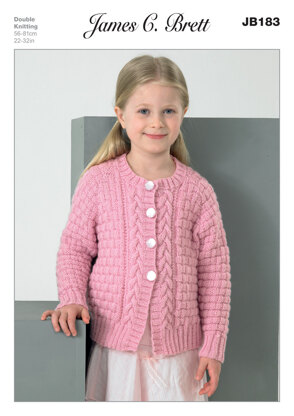 Girl's Cardigans in James C. Brett DK with Merino - JB183