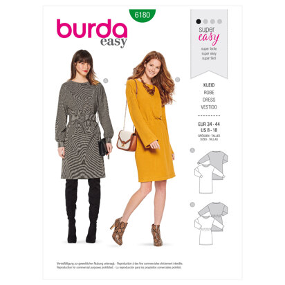 Burda Style Misses' Shirtdress – Overcut Shoulders B6180 - Paper Pattern, Size 8-18