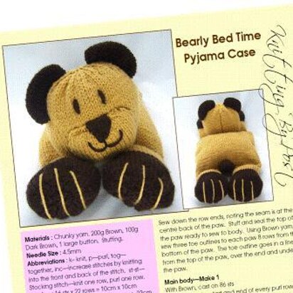 Bearly Bed Time Pyjama Case - knitting pattern