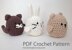 Bear, Cat and Bunny Rabbit Crochet Pattern