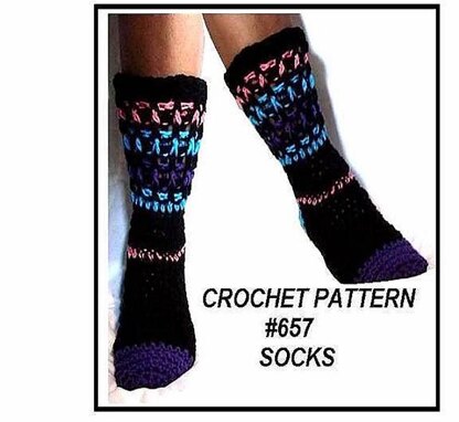 657 CROCHET SOCKS, TOE-UP, WOMEN SIZE 5 - 11