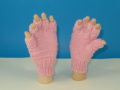 Simple Stripe Short Finger Gloves