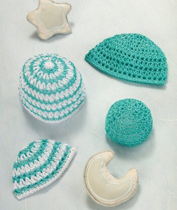 Precious Preemie Hats in Aunt Lydia's Classic Crochet Thread Size 10 Solids - LC2465