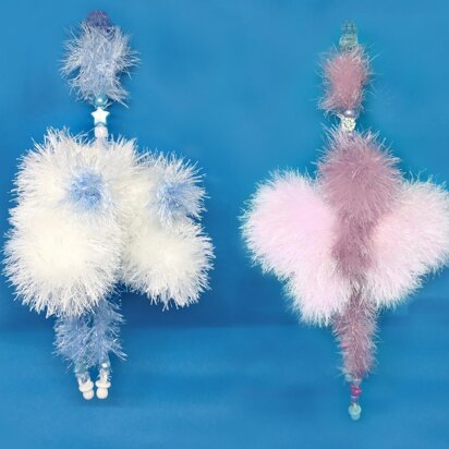 Fluffy Pram Charms 2, butterfly & booties