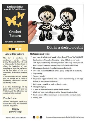 159 Doll in a Halloween Skeleton outfit