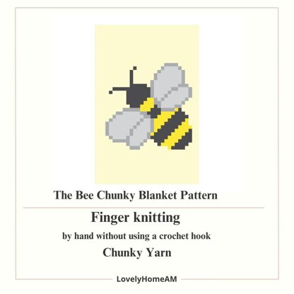 Bee Chunky Baby Blanket Pattern: Finger Knitting Tutorial (PDF Pattern)