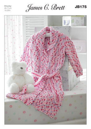 Dressing Gown in James C. Brett Flutterby Chunky - JB175