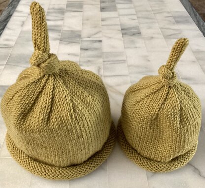 Little and large top knot beanies
