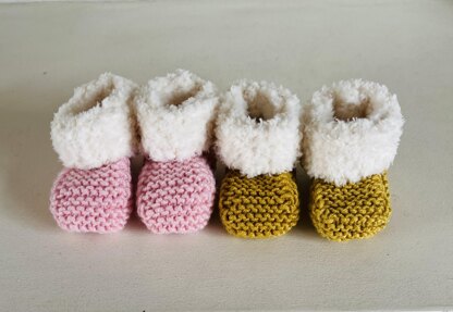 Fur Trim Baby Booties