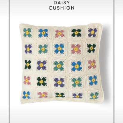 "Daisy Cushion" - Free Cushion Crochet Pattern For Home - Cushion Crochet Pattern in Paintbox Yarns Simply DK
