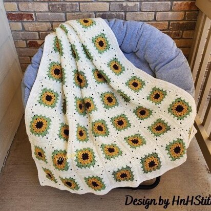 Blanket with Sunflower Granny Square