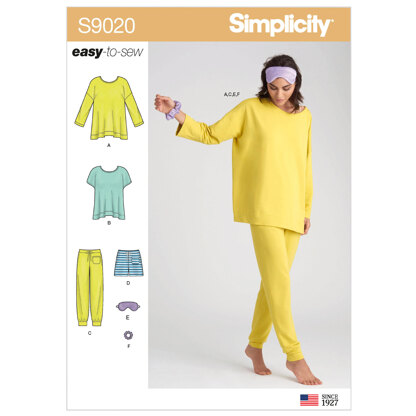 Simplicity S9020 Misses Sleepwear Knit Tops, Pants, Shorts & Accessories - Paper Pattern, Size A (XXS-XS-S-M-L-XL-XXL)