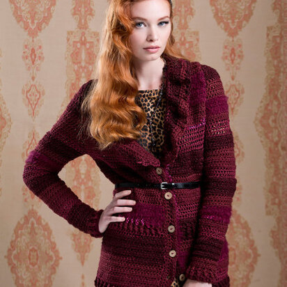 Ruffle Collar Cardigan in Red Heart Boutique Changes - LW3441 - Downloadable PDF