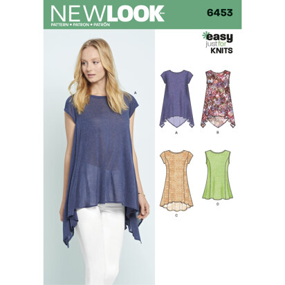 New Look Misses' Easy Knit Tops 6453 - Paper Pattern, Size A (6-8-10-12-14-16-18)