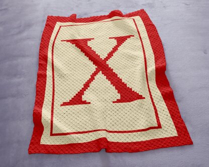 X Name Blanket Baby Shower Stroller Alphabet 70x90 square C2C Crochet Pattern