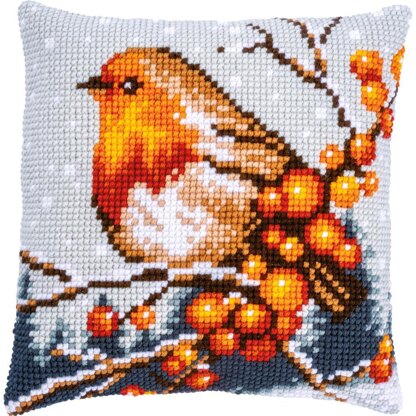 Vervaco Cushion Kit Robin Cross Stitch Kit - 40 x 40 cm / 16in x 16in