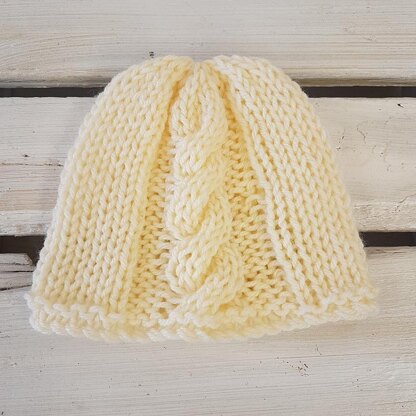 Baby Cable Pompom Beanie