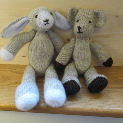 Small Bunny Rabbit and Teddy Bear - knitting pattern