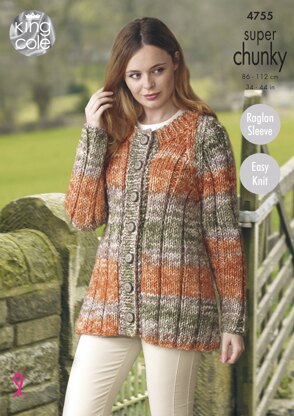 Cardigans in King Cole Super Chunky - 4755 - Downloadable PDF