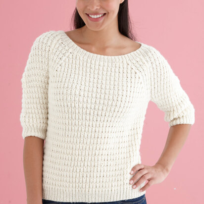 Shaped Shoulder Pullover in Lion Brand Superwash Merino Cashmere - L10734