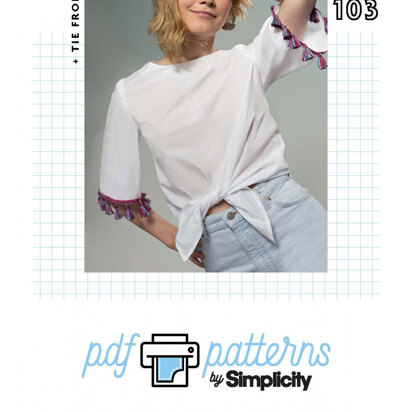 Simplicity Misses Tie Front Top SP103 - Downloadable PDF
